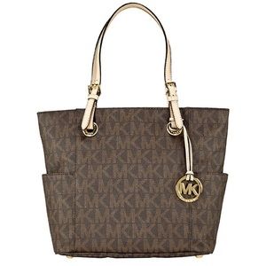 Michael Kors Jet Set Signature Logo Tote - Brown